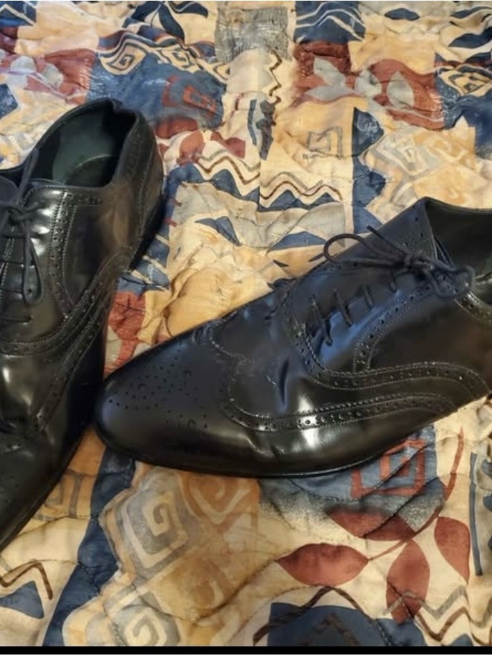 Burberry Black Leather Wingtip Oxfords